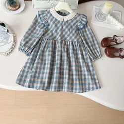 Autumn Girls Dress Spring Long Sleeve Plaid Dress Children Casual Dress Kids Dresses Fall Baby Girl Clothes 2 3 4 5 6 7Yrs