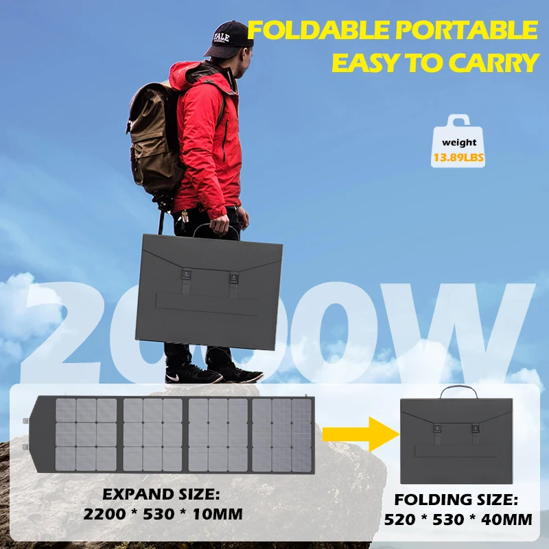 Heavy-Duty 2000W Solar Generator Complete Kit Military-Grade Portable Charger System with Advanced MPPT Charge Controller