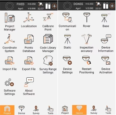 Oprogramowanie do monitoringu i mapowania E-survey Surpad GNSS Program aplikacji Android dla Unistrong RTK