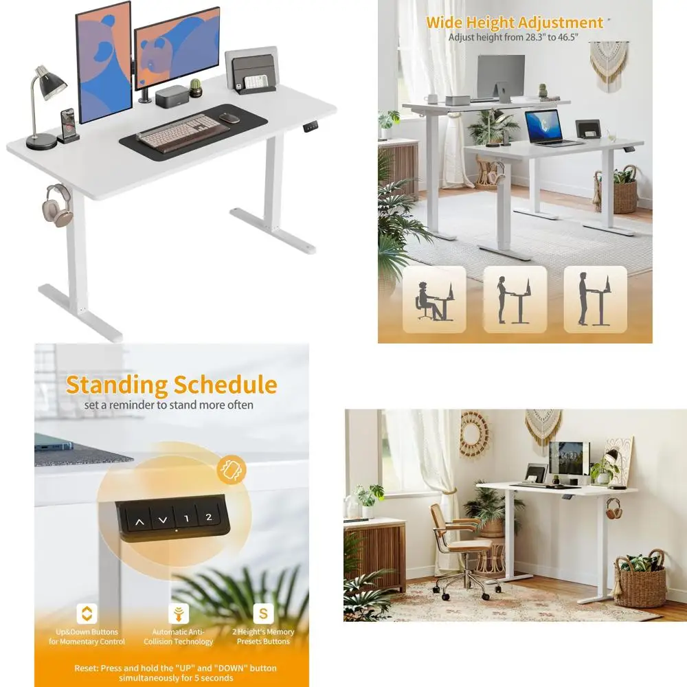 مكتب مكتب كهربائي قابل للتعديل بارتفاع 55 × 24 بوصة من كوبي كوبي، لوح ربط، أبيض للمكتب المنزلي