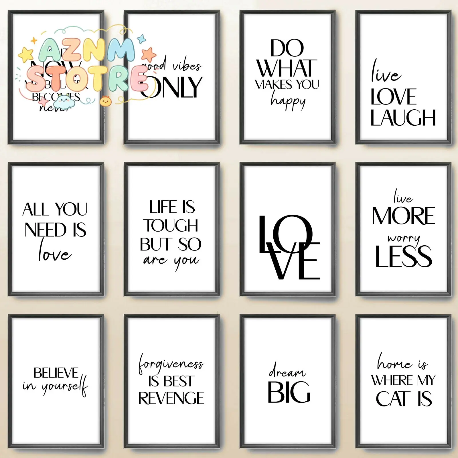 Nordic Inspirational Motivational Quotes Posters Modern Cursive Verse Wall Paintings Mural Decor Living Room Office Decoratio