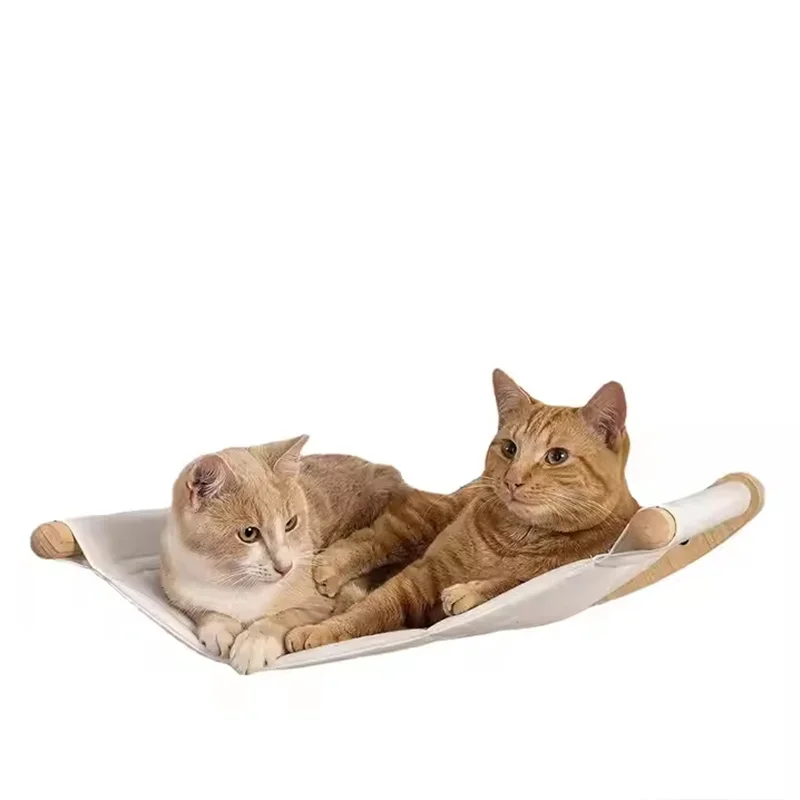 Pet Solid Wood Cat Climbing Frame Cat Hammock Wall Mount Wooden Cats Bed Kitten Sisal Ladder