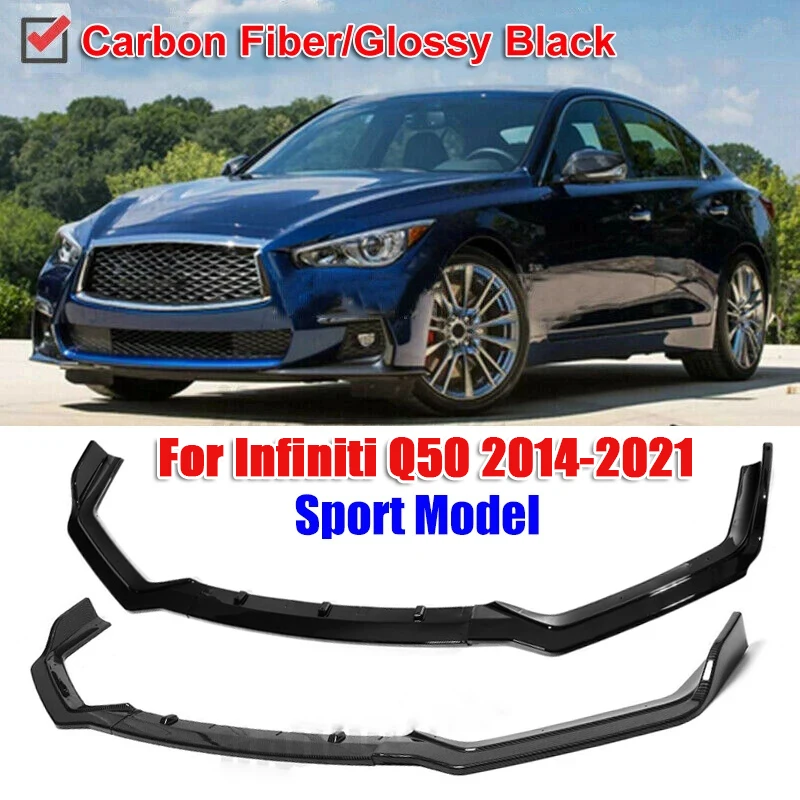 

3pcs/set Car Front Bumper Lip Spoiler Splitters for Infiniti Q50 Sport Model 2014-2021