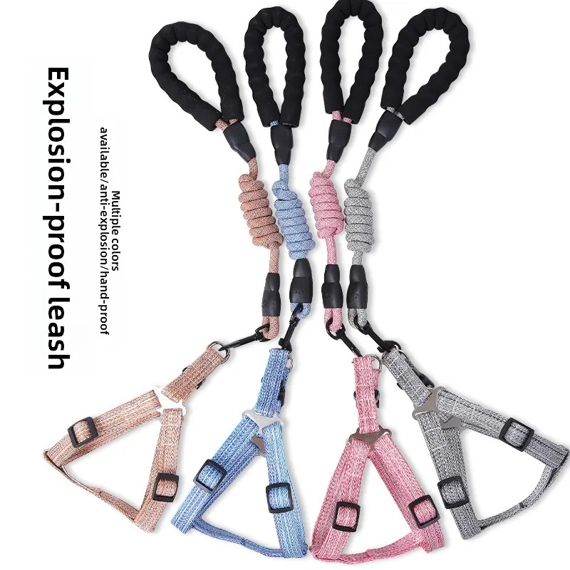 

Лидер продаж, регулируемый поводок для собак, набор, светоотражающий жилет для домашних животных без тяги, снаряжение для прогулок для щенков, дышащая конопляная защита от побега