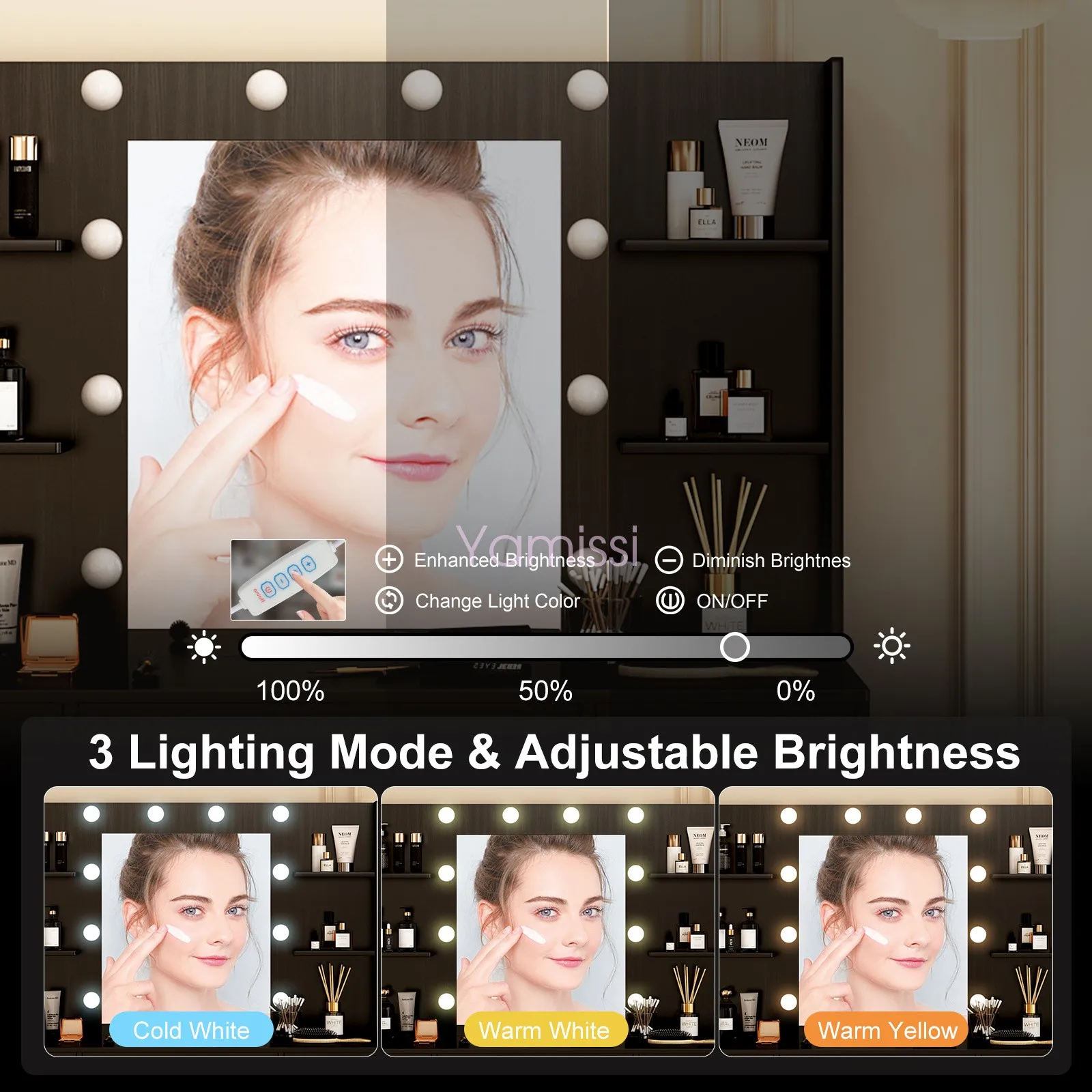 Туалетный столик для макияжа Светодиодный туалетный столик с зеркалом с подсветкой и 5 ящиками для хранения Туалетный столик для макияжа