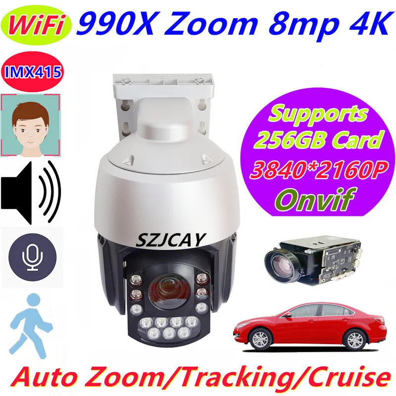 SZJCAY SONY IMX415 4K WiFi Camera 30x Optical Zoom, Outdoor 4G Human Tracking POE PTZ Surveillance Camera 990X Zoom