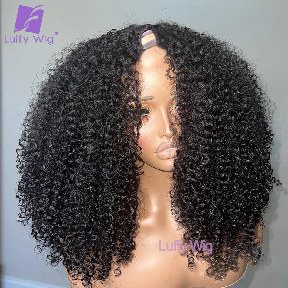 

Tight Afro Kinky Curly V Part Wig Human Hair Brazilian Remy vPart Wigs No Leave Out Glueless 180Density For Black Women Luffywig