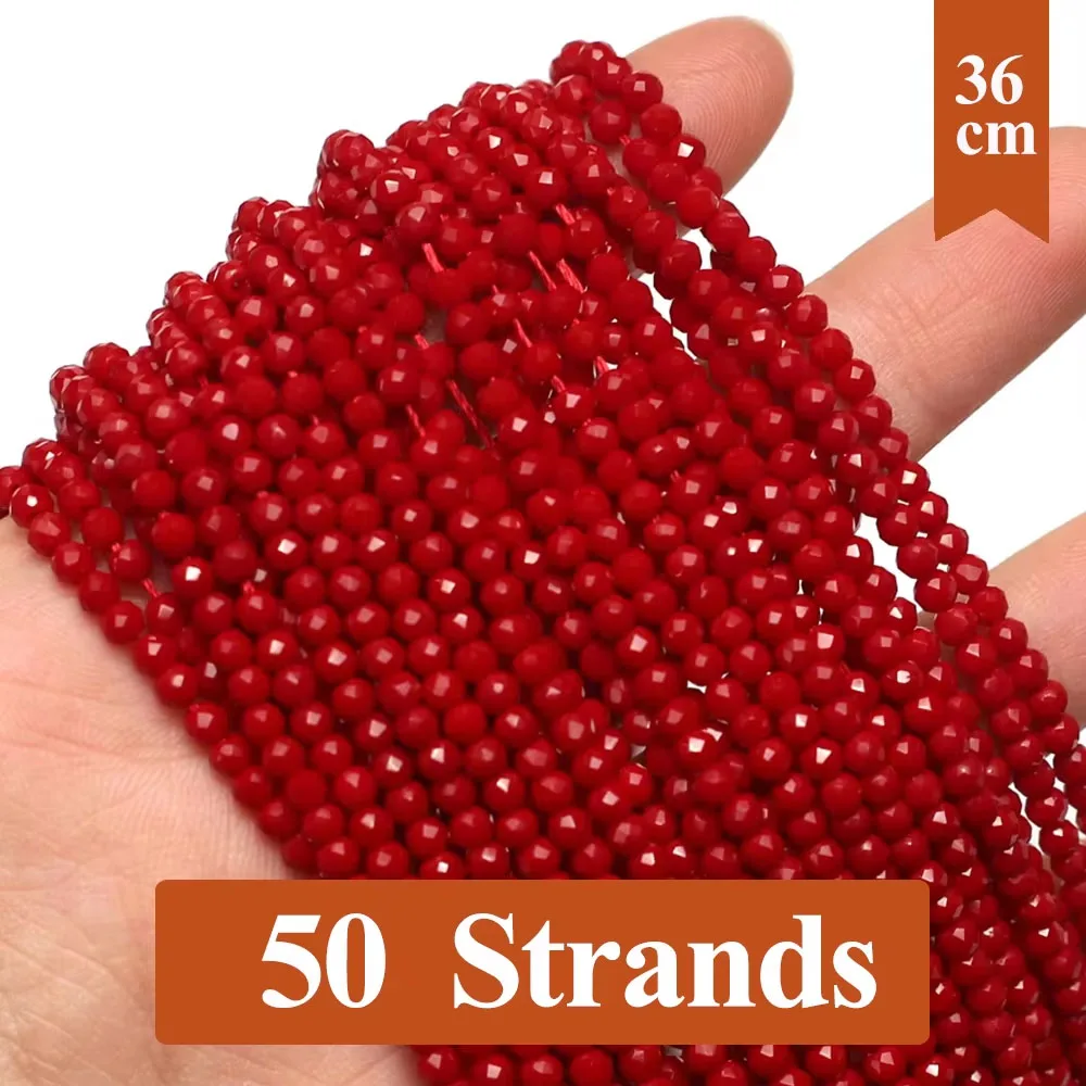 50 Strands Natural Black Spinel Small Beads 2mm 3mm Faceted Round Glass Spacer Stone Beaded Bracelet DIY Jewelry Making Necklace