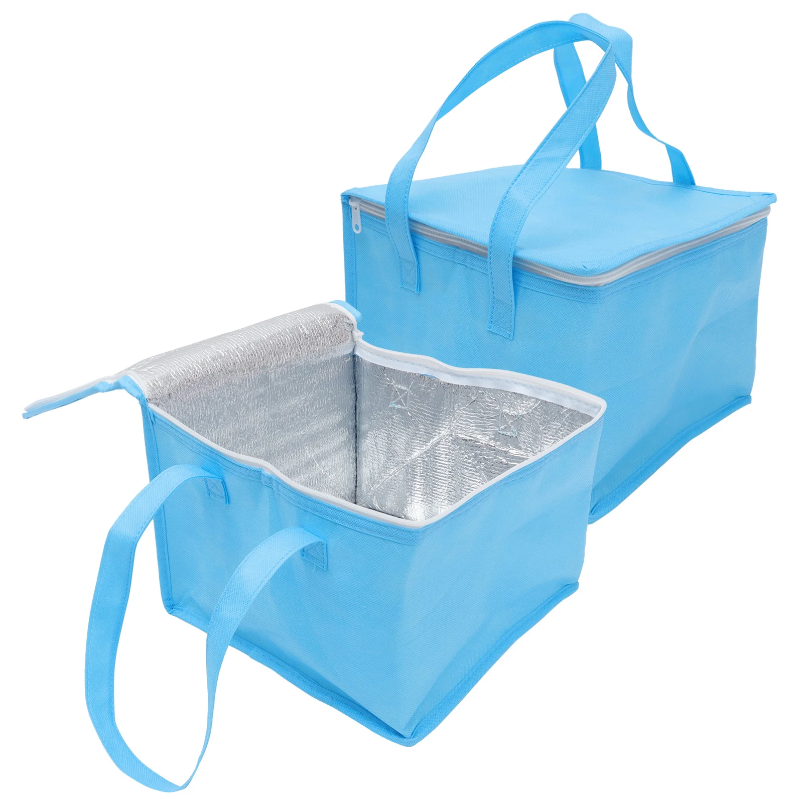 

2pcs Insulated Lunch Bag Thermal Small Blue Nonwoven Fabric Portable Bento Bags LongTime Heat Preservation