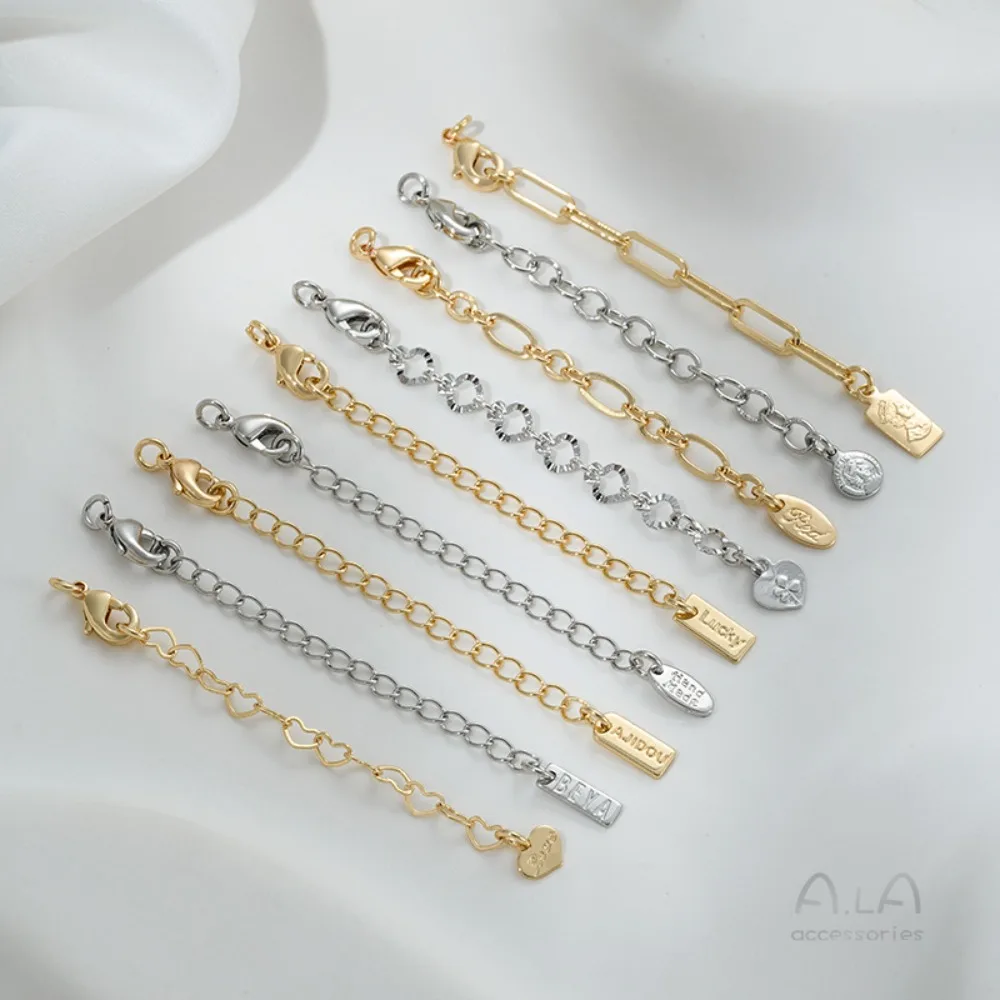 

1Pcs Copper Charms 14K Gold Color Rectangle Hangtag Oval Pearl Bracelet Tail Chain Handmade DIY Jewelry Accessories Button Head