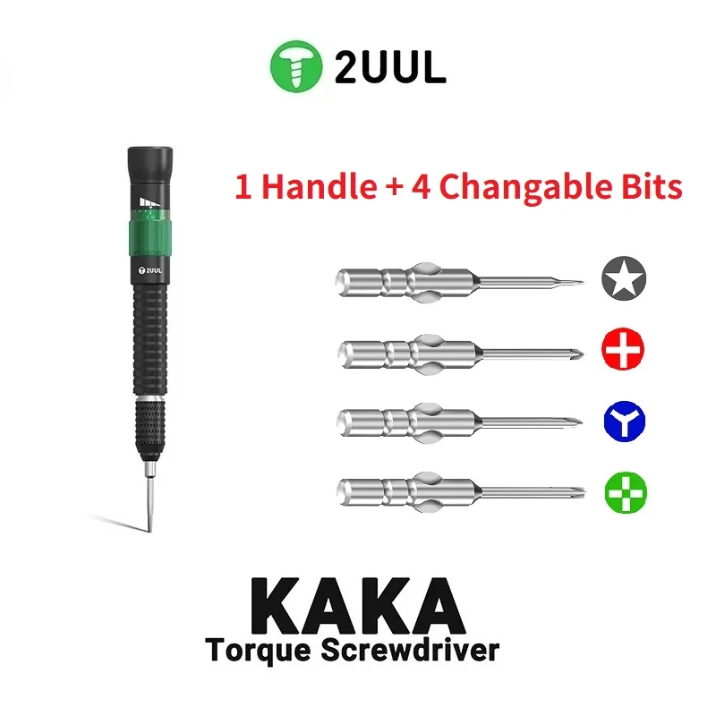 2UUL KAKA Adjustable Torque Screwdriver Replaceable Magnetic Bits Pentalobe 0.8 Cross 1.2 Y 0.6 for Phone Electronics Repair