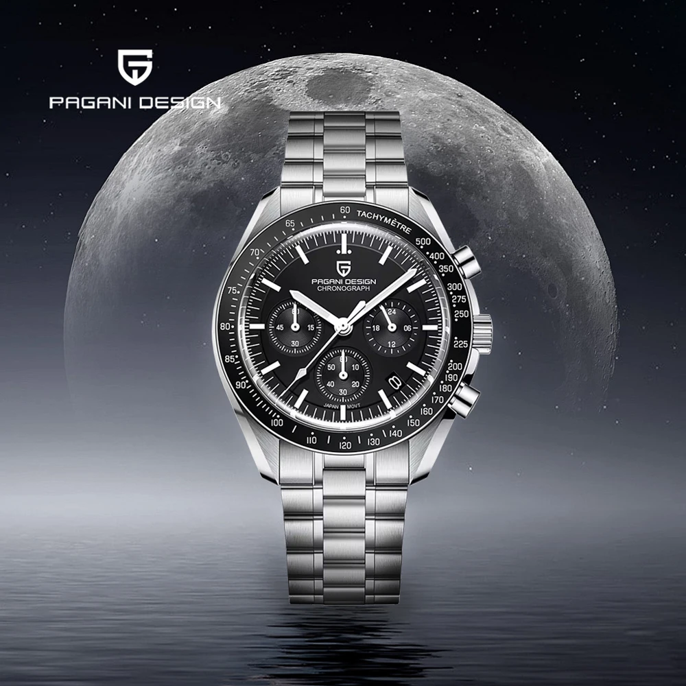 2025 New PAGANI DESIGN V6 Moon Men's Watches Luxury Quartz Watch For Men Chronograph AR Sapphire Waterproof VK63 Men Gift Clock