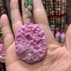Natural Colorful Old Mineral Salt Source Agate Nine-tailed Fox Pendant Full of Meat Candy Color Chain