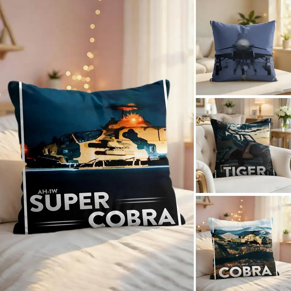 Modern Fighter Jets Cool Cushion Cover Silky Short Plush Invisible Zipper Dustproof Sofa Pillow Case For Home Decor
