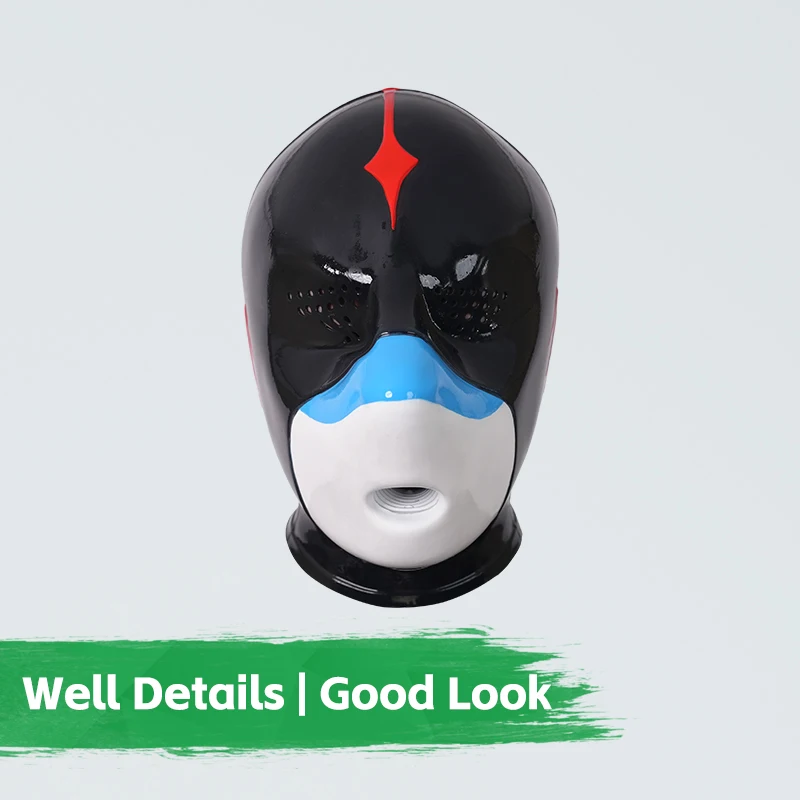 Furrjoi-mascarilla de Dron de tiburón de silicona con agujeros para los ojos, fetiche peludo para disfraces de Cosplay, gorros de látex brillantes, juego de mascotas, capucha de cabeza completa