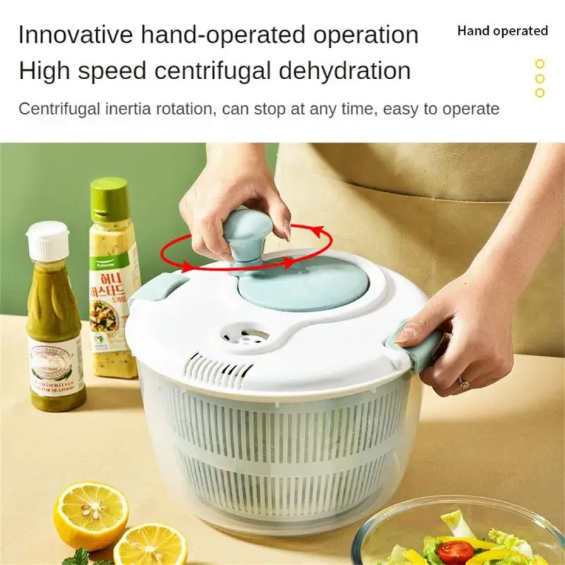 Vegetable Dehydrator Manual Salad Fruit Vegetable Dryer Multi-functional Drain Basket Kitchen Household Vegetable Fruit Cleaning