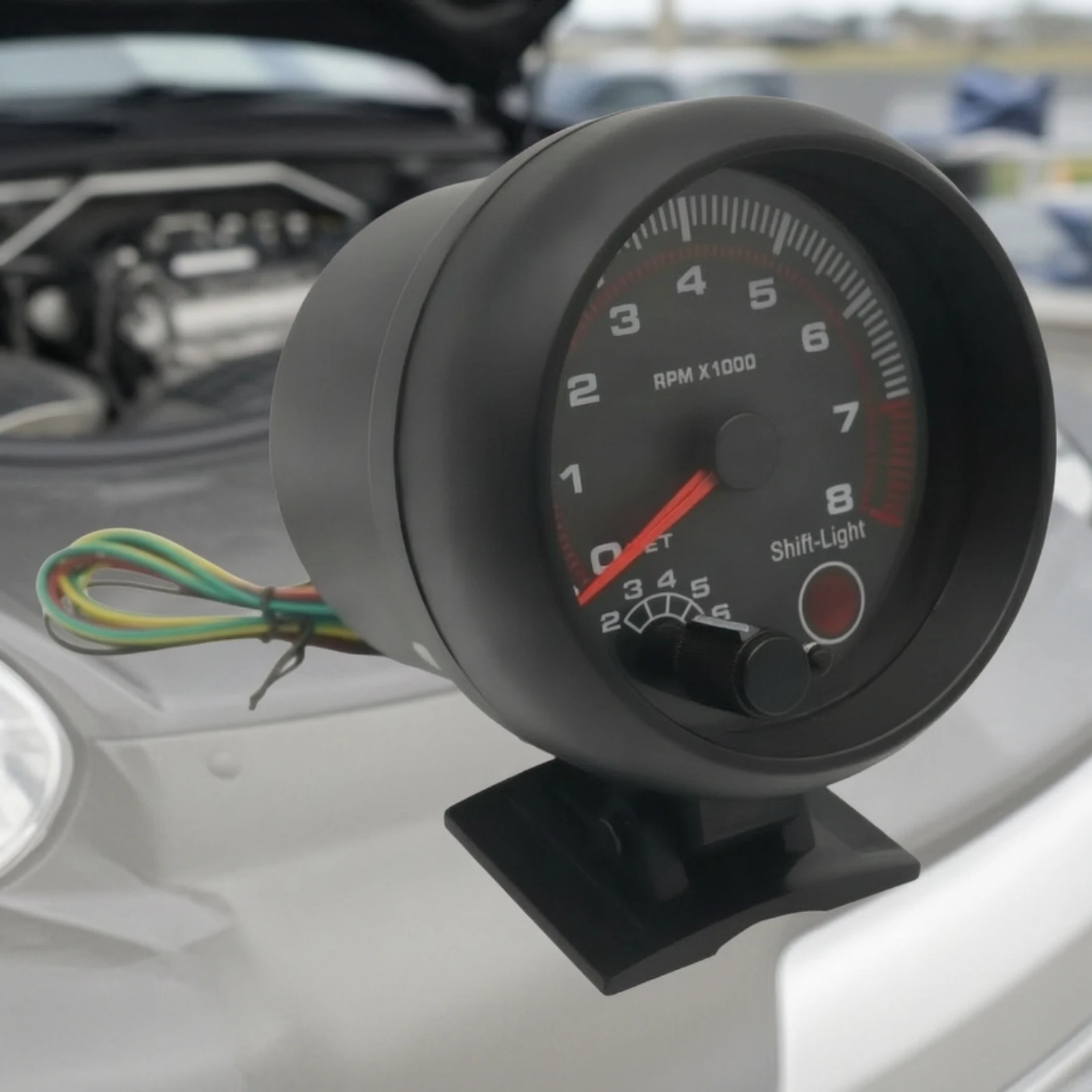 Tachometer with Shift Light 12V Automotive Tachometer RPM Gauge with Shift Light High Visibility Meter Compact for Drivers
