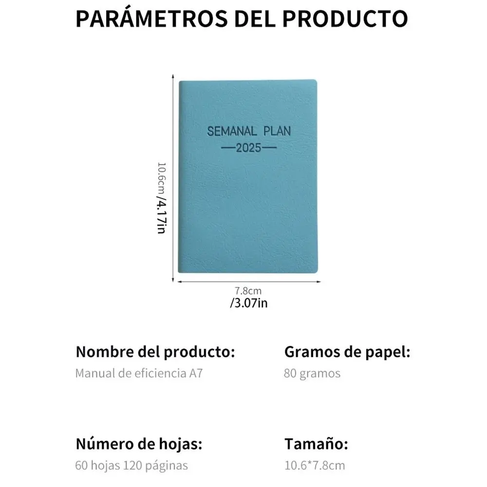 Agenda portatile alla moda 2025 Lista delle cose da fare Agenda spagnola A7 per fare Planner settimanale Agenda per notebook con diario autodisciplinato