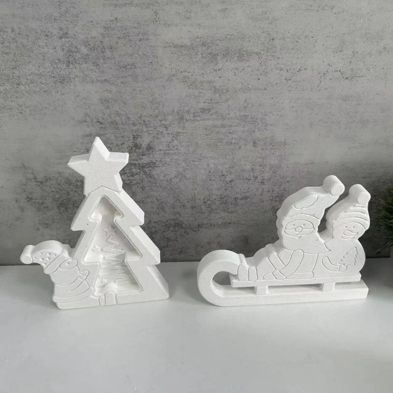 Holding Gifts for the Elderly Sled XINGX Silicone Mold Christmas Series Plaster Decoration Epoxy Mold