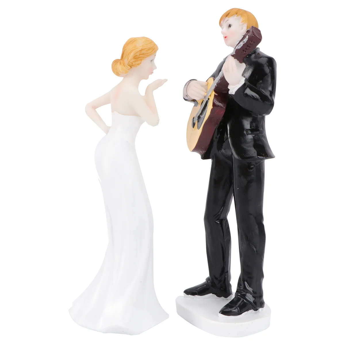 

Romantic Guitar Bride Groom Wedding Cake Topper Natural Resin Elegant Couple Resin Gift Wedding Celebration Decoration