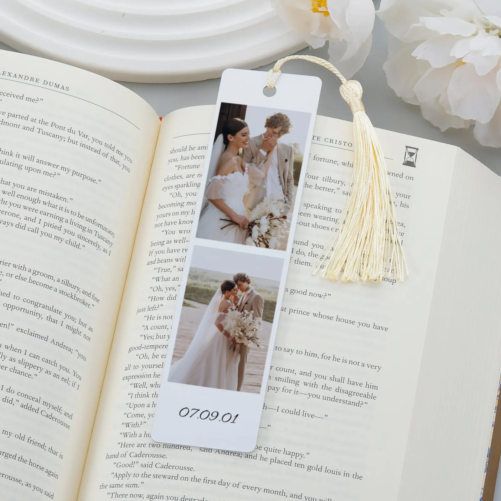 

Custom 2/3/4 Photos Bookmark Couple Wedding Anniversary Gift Ideas for Him Her Personalised Book Mark Tassel Reading Lover Gifts