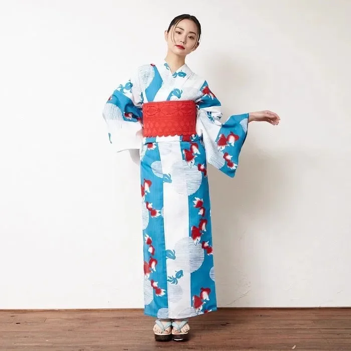 

Women's Japanese Cotton Yukata - Traditional Kimono for Cosplay, Travel, and Cultural Photograph
