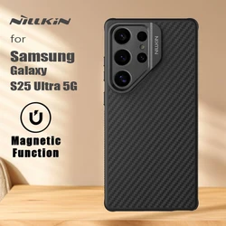 Nillkin for Samsung Galaxy S25 Ultra 5G Case MagSafe Aramid Fiber Carboprop Magnetic Precision Hole Camera Stand Protect Cover