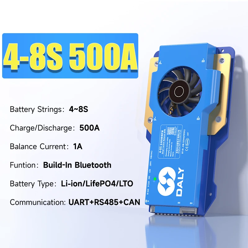 DalyBMS LiFePo4 4S 12V 8S 24S 16S 48V 60A 100A 150A 200A 250A 3.2V BMS BT CAN voor thuis-energieopslag, golfkarren, campers en schepen