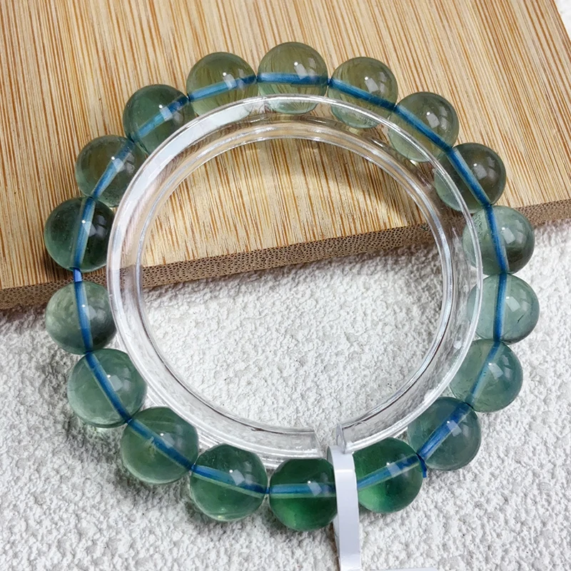 

Natural High Quality Blue Green Fluorite Crystal Bangle Men Womens Couple Jewelry Holiday Gift l Home Decor Small Sphere Beads