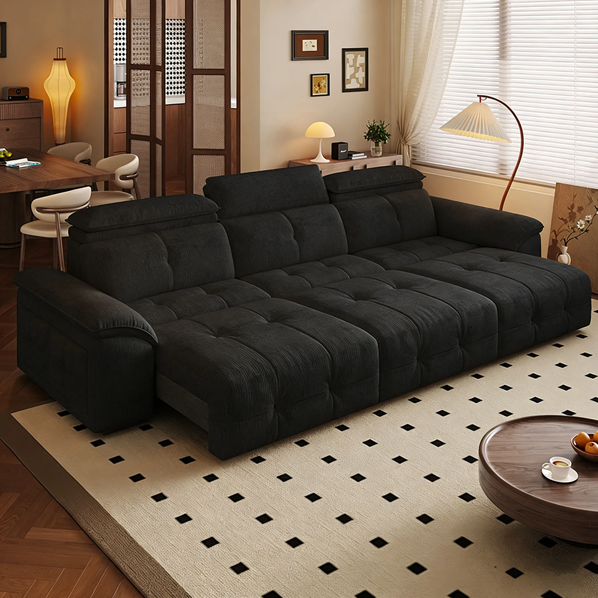 2025 Functional Electric Sofa Living Room Recliner Intelligent Voice Retractable Extendable Convertible PU One Seat Lawrence