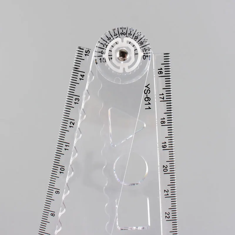 Акриловая прозрачная складная линейка с транспортиром — простой пластиковый инструмент без печати для студенческого рисования