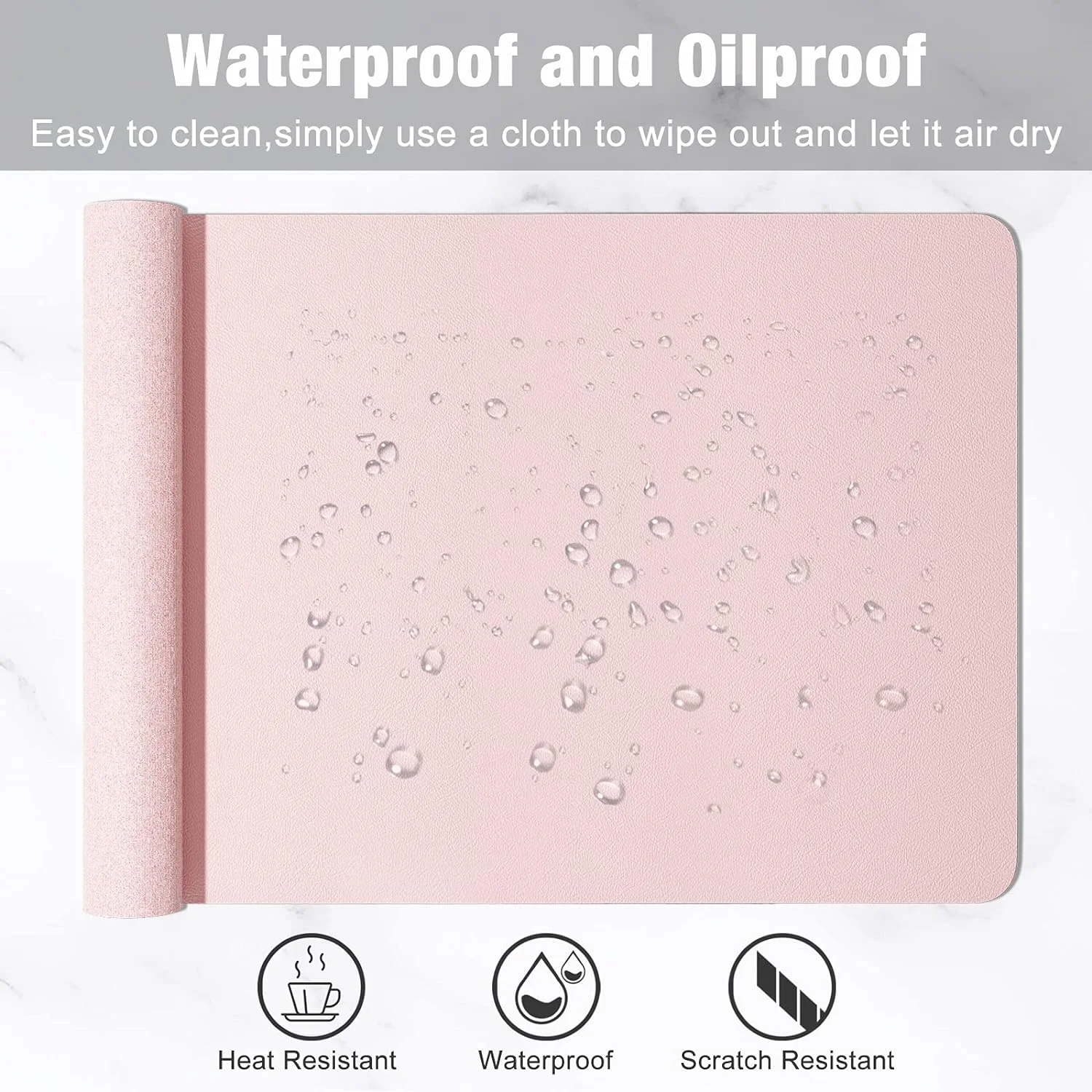 Leather Desk Pad Protector, Non-Slip and Waterproof Writing Mat 31.5" x 15.7", Laptop Desk Table Protector for Office Work