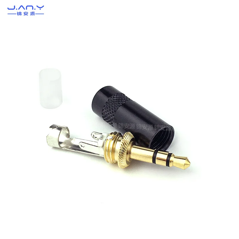 Fiche mâle à double canal tout cuivre, petite tête de connexion évitée à trois cœurs, type de fil soudé, borne de fil audio AUX, 3.5mm