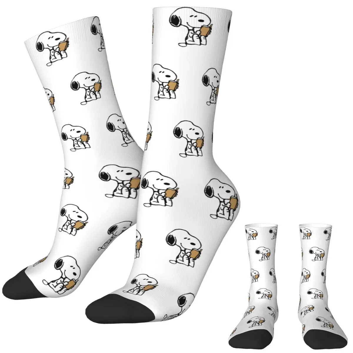 SNOOPY Reading Stockings Men Socks Soft Gothic Socks Winter Climbing Non Slip Design Socks Birthday Gift