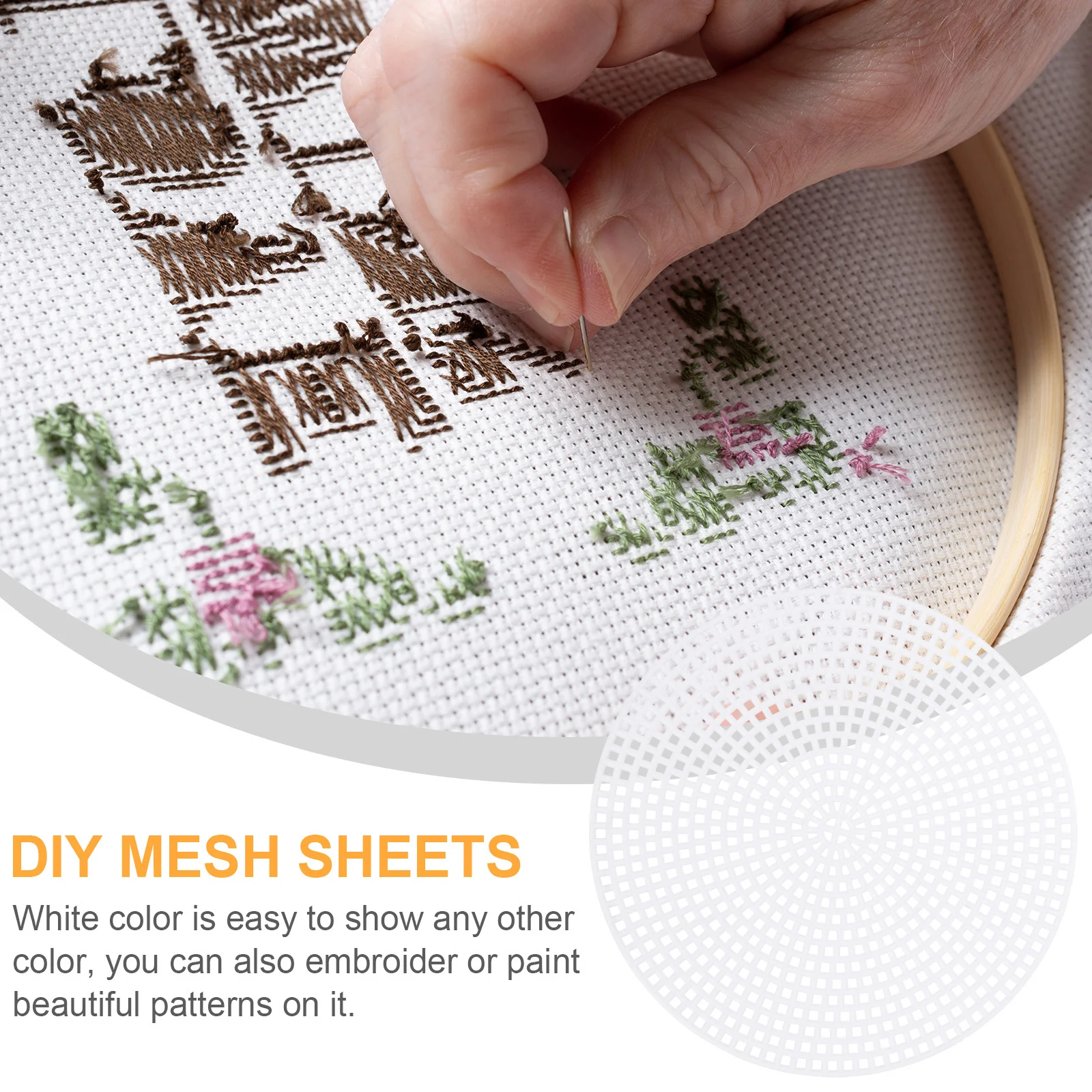 

20pcs Round Cross Stitch Mesh Plate 14.7Cm Cuttable Plastic Diy Embroidery Sheet For Bag Bottom Liner Craft White Multi-Purpose