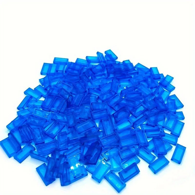 100pcs Transparent 1x2 Flat Light Panels for Building Blocks - Durable ABS Plastic, Compatible with 3069 Pixel Art Toys