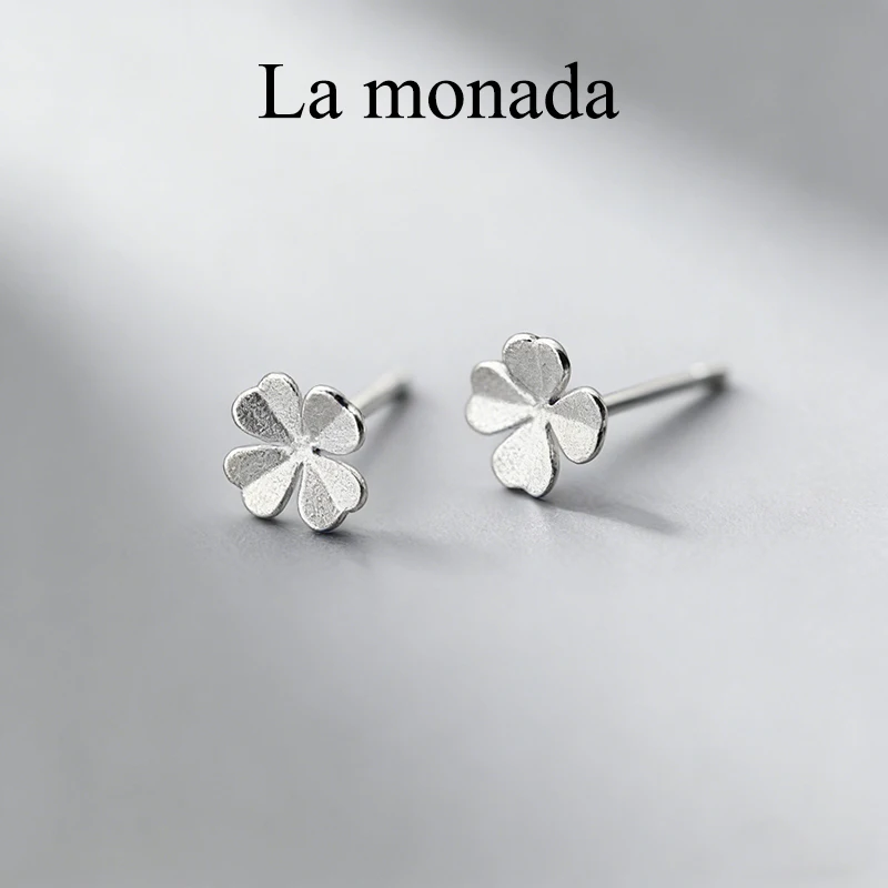 

La Monada Stud Earrings For Women Silver 925 Frosted Clover Fine Women Earrings In Jewelry Stud Earrings 925 Sterling Silver