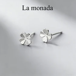 La Monada Stud Earrings For Women Silver 925 Frosted Clover Fine Women Earrings In Jewelry Stud Earrings 925 Sterling Silver