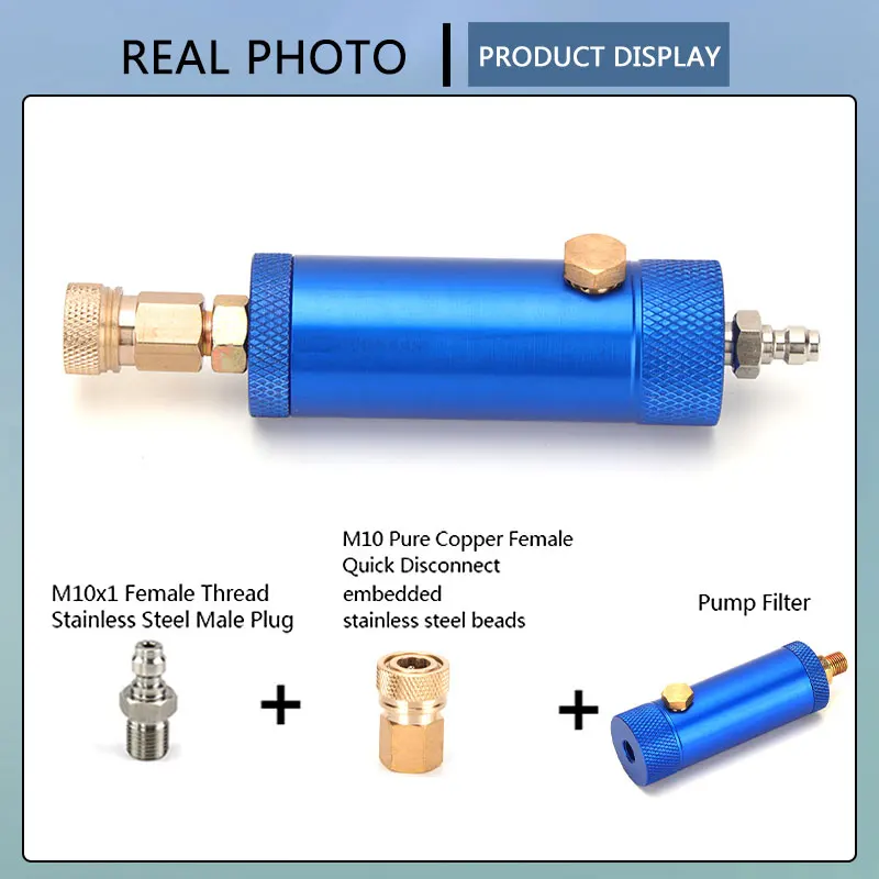 Filtro de bomba de alta presión con válvula de seguridad M10x1 40Mpa, separador de agua y aceite, filtro de compresor de aire, conector rápido de 8MM