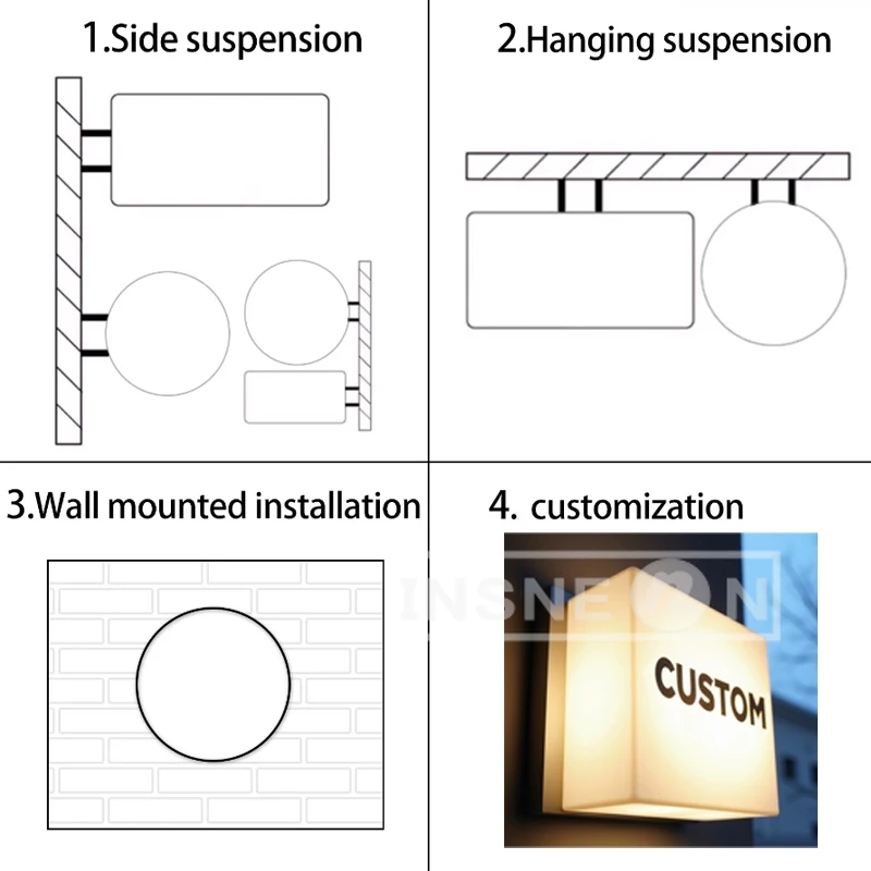 Custom Sign Light Logo Circle Led Blade Box Neon Acrylic Signage Signs Wall Metal Business Letters Letter Outdoor Bright Window