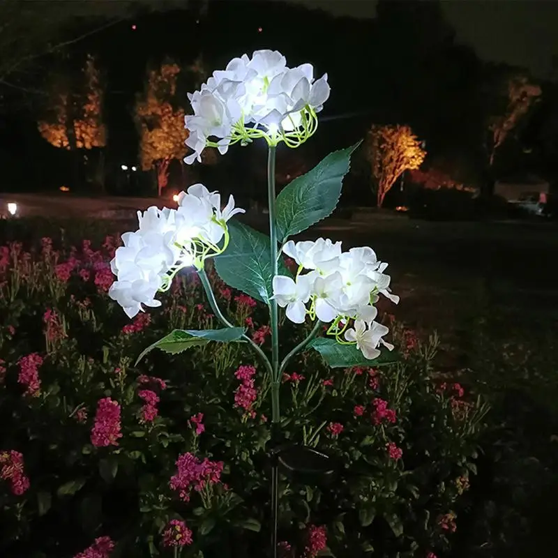 태양열 정원 조명, 사실적인 3 헤드 LED 조명, 밝은 정원 말뚝 마당 장식, 내후성 마당 파티오