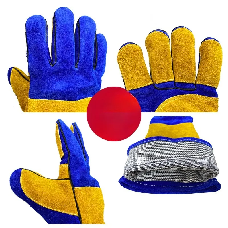 Leather Welding Gloves Flame Retardant Heat-Resistant Work Gloves Oven Fireplace Welder Supplies Anti-cutting Glove Workplace