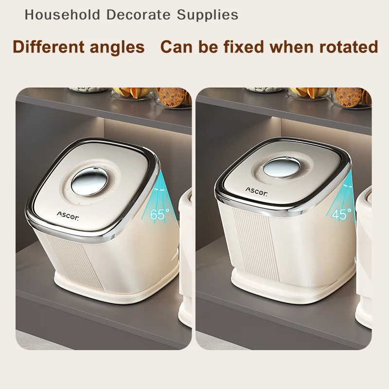 1Pcs Rice Bucket Food Container With Time Scale Rotating Kitchen Storage Box With Measuring Cup For Oatmeal Grain Cereal