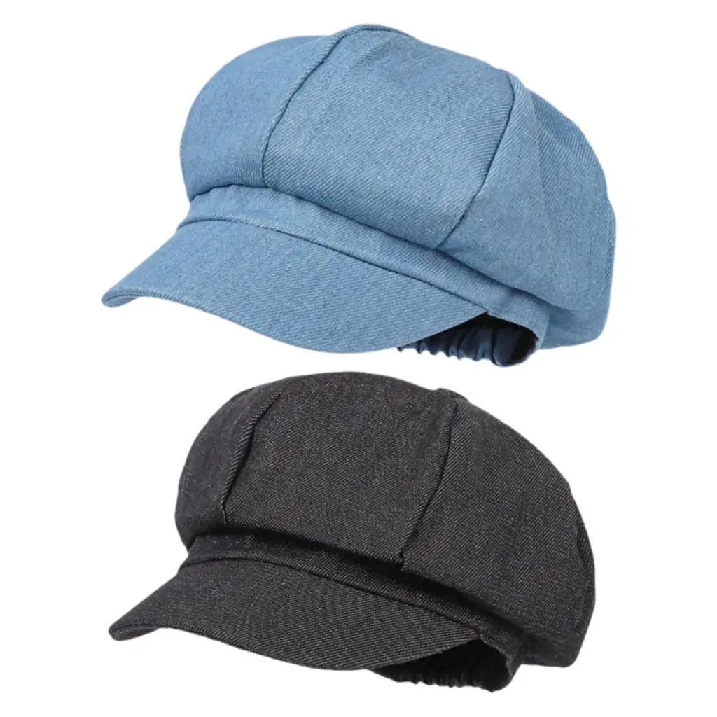 Women Newsboy Cap Slouchy Vintage Fashion Stylish Denim Cabbie Hat Octagonal Cap for Driving Traveling Trip Hiking Shopping view 3