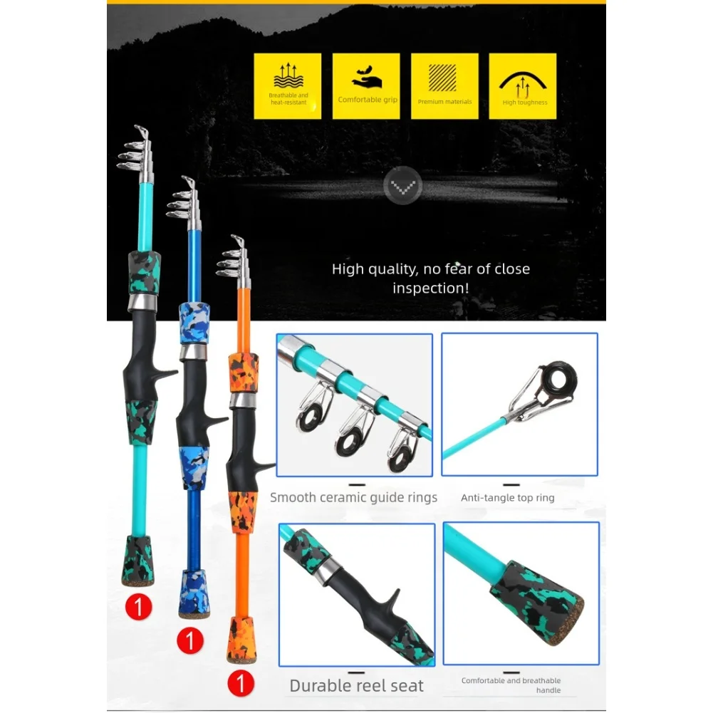 الصيد يتقلص القطب مع/لا المغازل بكرة 1.3/1.5/1.8 متر خفيفة الوزن قضيب تليسكوبي الصيد رود استبدال الملحقات #3