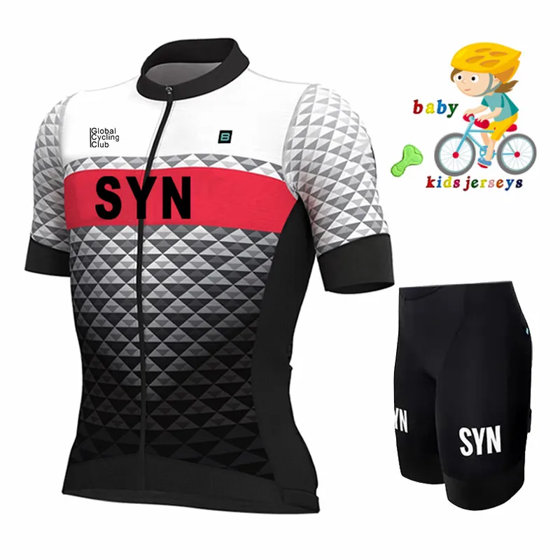 

New Pro Team Baby Breathable Kids Cycling Jersey Set Cushion Shorts Black Children Bike Clothing Boys Girls Summer Bicycle