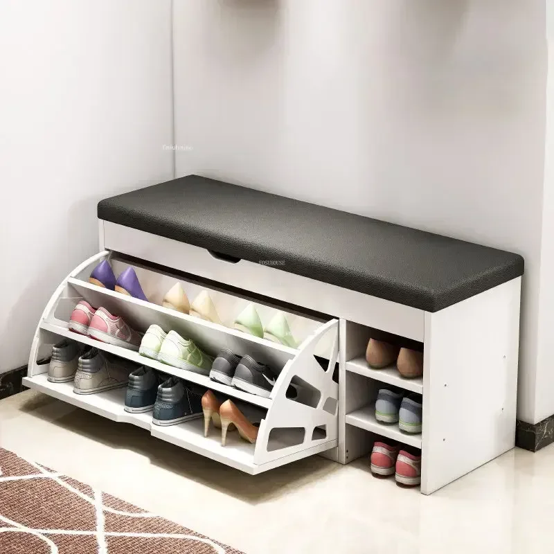 

Creative Storage Cabinet Multifunctional Shoe Rack Living Room Furniture Porch Shoe Cabinets American Wooden Shoe Changing Stool