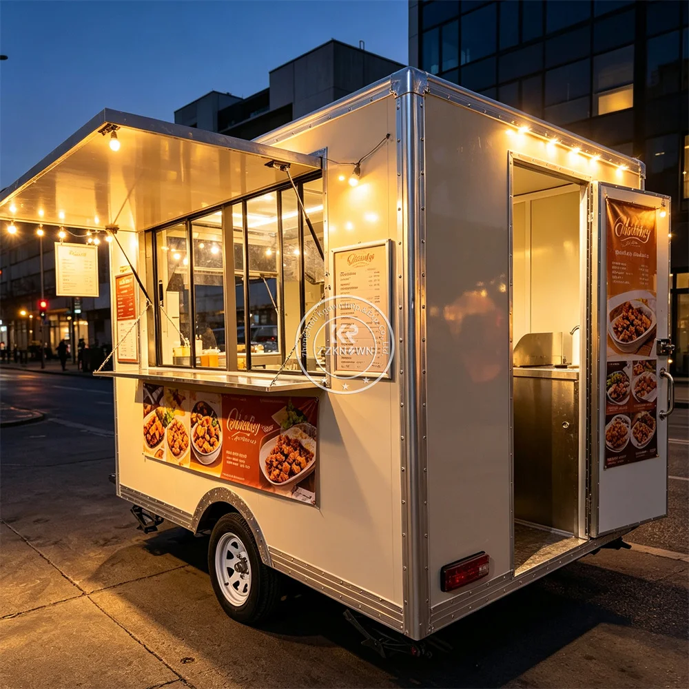 

Mobile Food Trailer Outdoor Catering Truck Concession Trailer Street Ice Cream Dessert Truck With Stainless Steel Interior