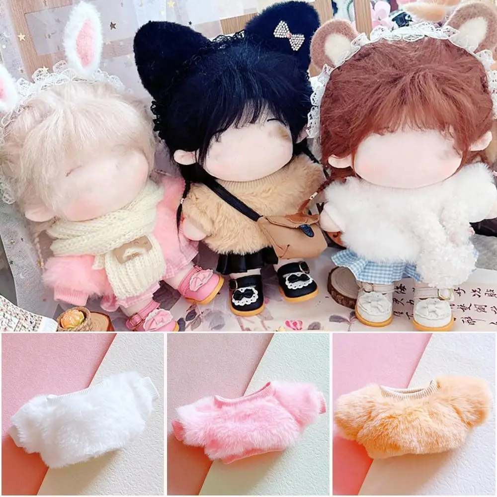 20CM Doll Clothes Fluffy Plush Sweater Sweatshirt Cotton Stuffed Doll Dolls Outfit Photo Prop Toy Doll Accessories Playing House