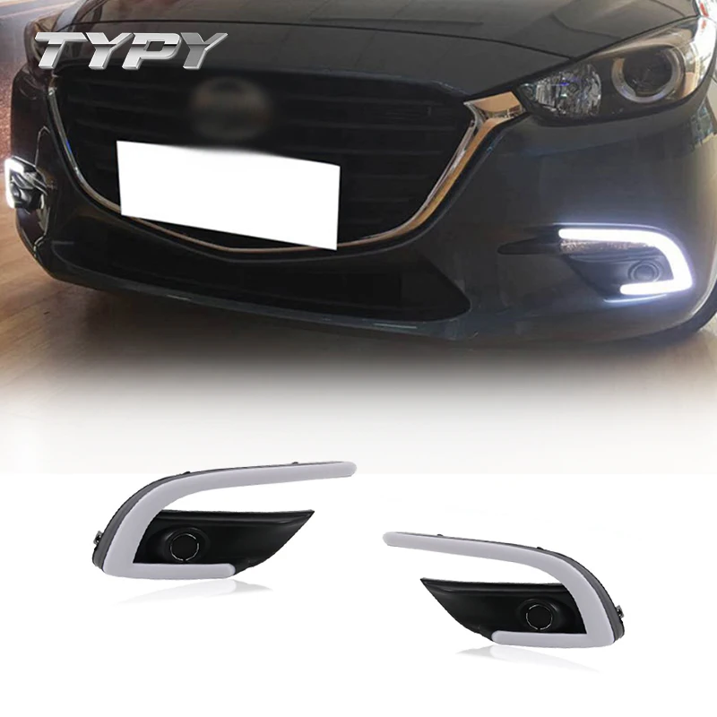 

Car Modified LED DRL Daytime Running Light With Yellow Turning Signal Fog Lamp For Mazda 3 Axela 2017-2018